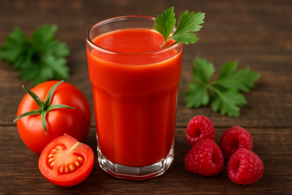 recette du jus de tomates et framboise
