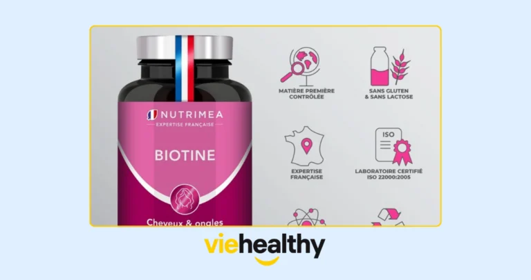 Flacon de biotine Nutrimea 10000 µg - 120 gélules végétales pour fortifier cheveux et ongles naturellement