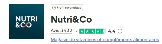 Graphique avis clients Nutri & Co sur Trustpilot : note 4,5/5 sur 3000 avis vérifiés