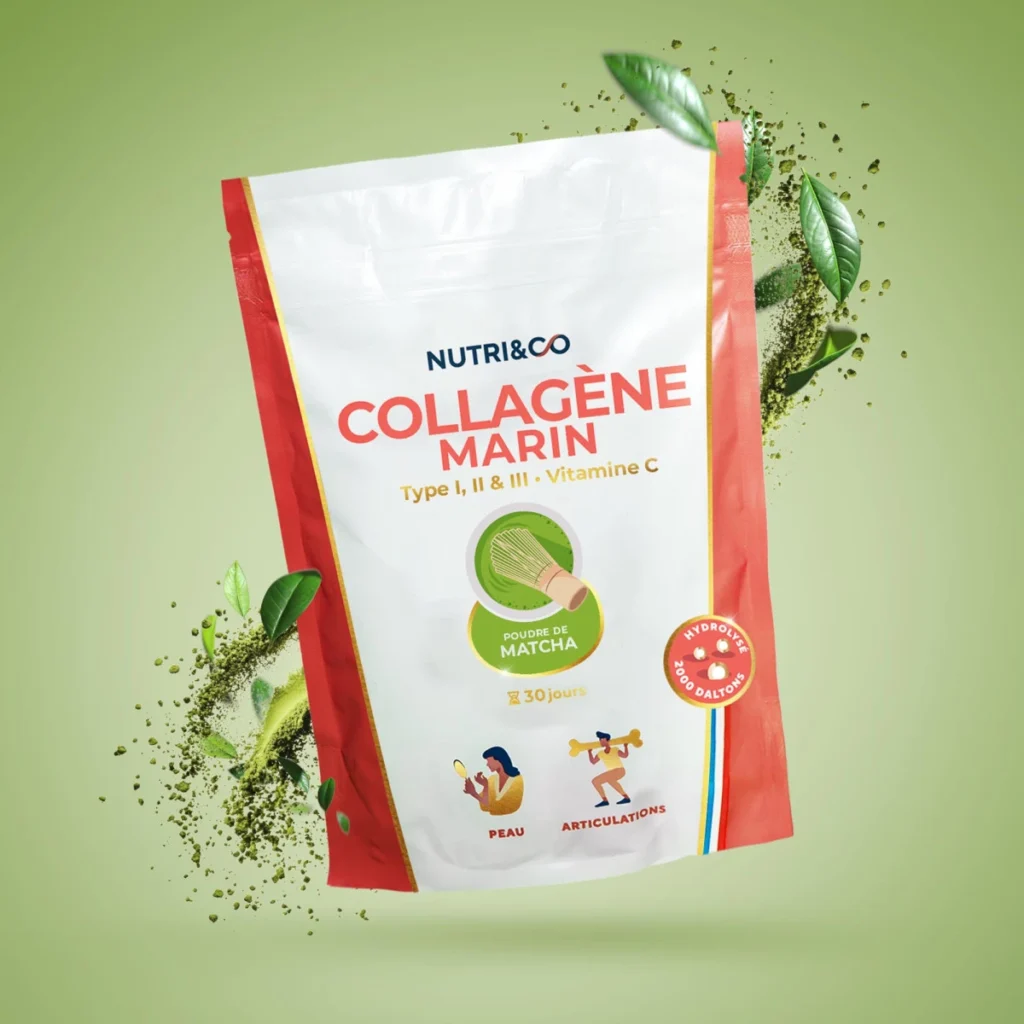 Pot de collagène Nutri & Co accompagné de poudre et cuillère doseuse