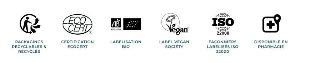 Zoom sur les étiquettes transparentes Nutri & Co et ingrédients de qualité